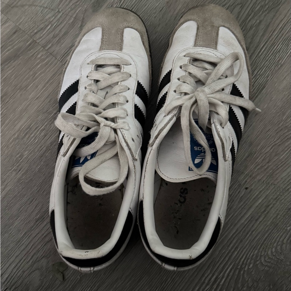 Adidas White and Black Low-Top Sneakers with Rubber Sole